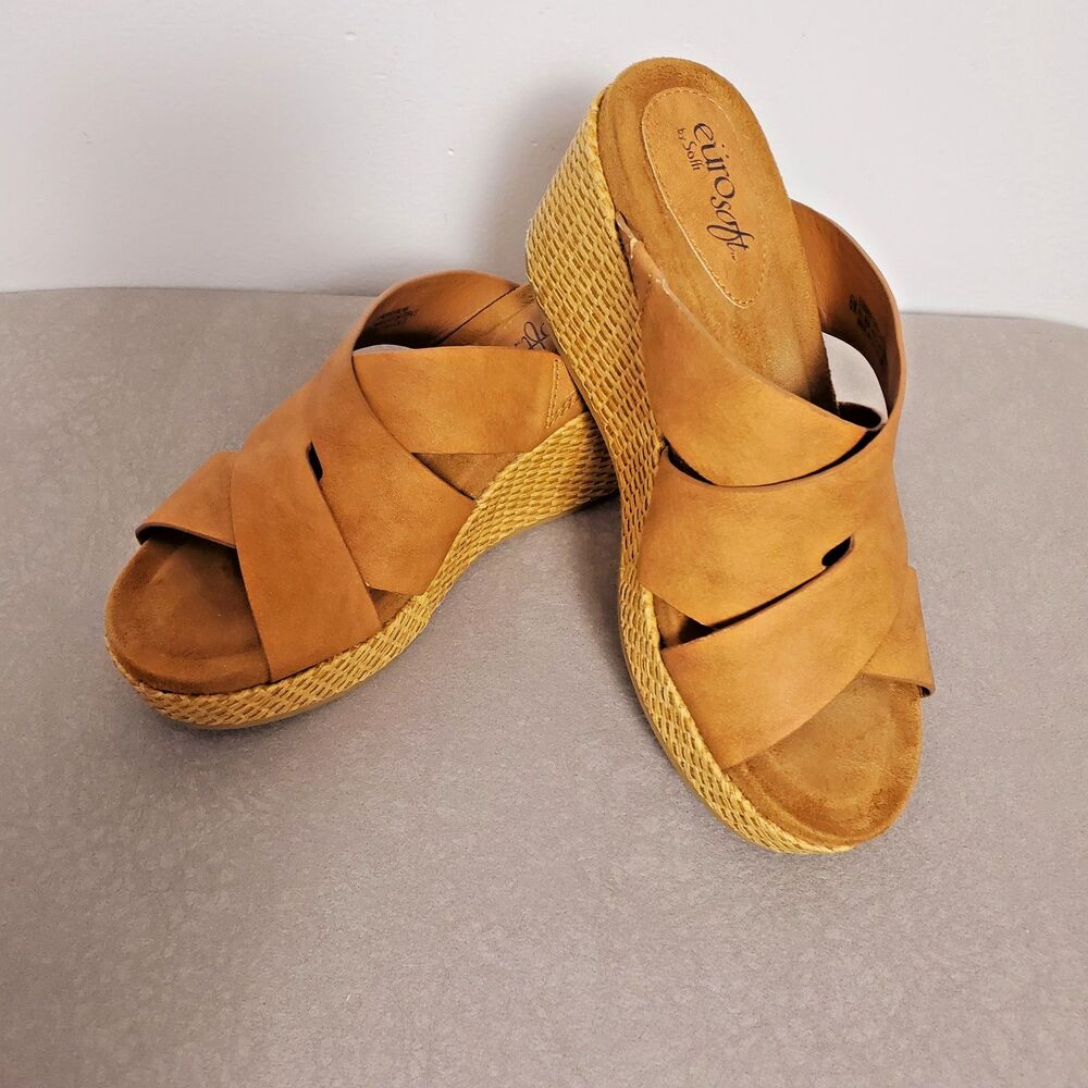 Eurosoft by Sofft Kailani Women's Size 6 Tan Wedge Sandals